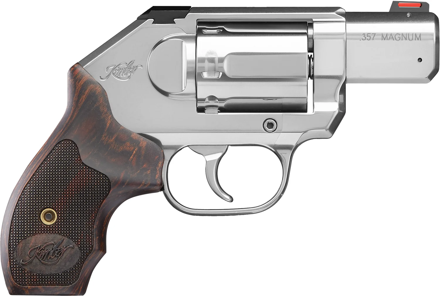 Kimber Mfg, Inc 3400009 K6S DCR DAO 357 Mag 6 Shot 2" Satin Silver Stainless Steel Barrel & Cylinder, Stainless Steel Frame, Laminated Wood Grip, Concealed Hammer