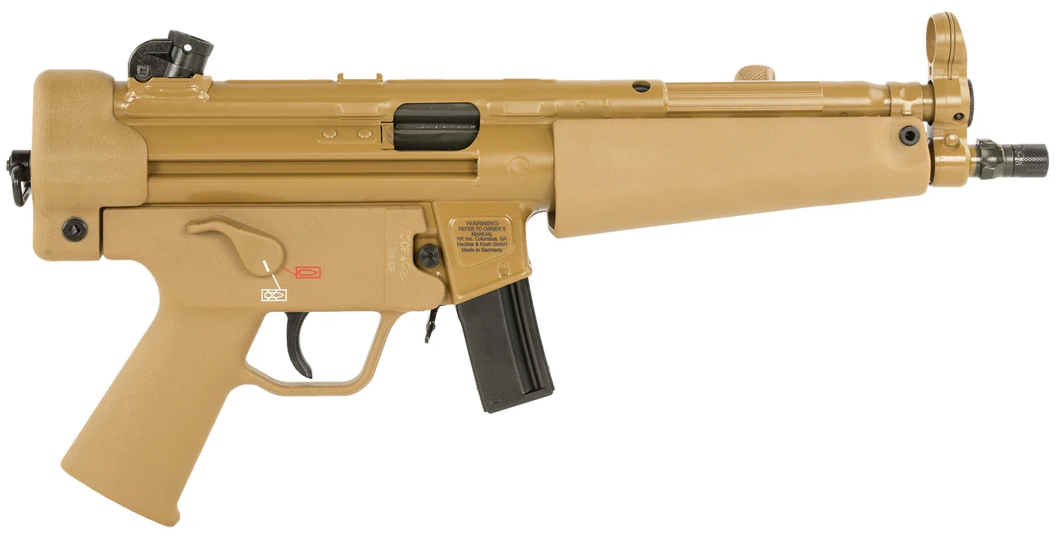 HK 81001079 SP5 RAL8000 9mmx19 10+1 8.86" Black Navy-Style Threaded Barrel, Flat Dark Earth Receiver, FDE Polymer Grip, 2 Magazines