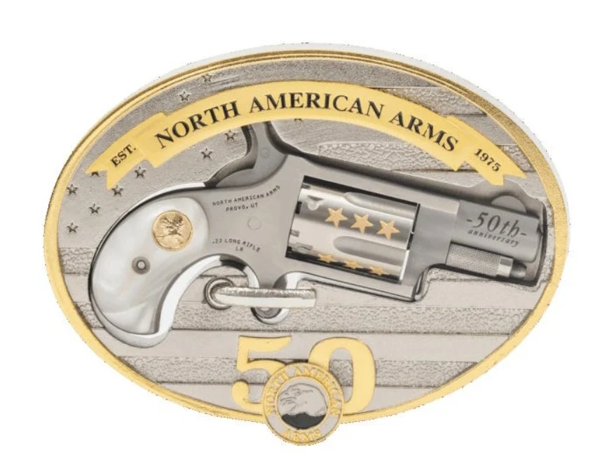 NAA 50TH ANNIVERSARY 22LR WITH BELT BUCKLE GOLD ZERCONIUM WITH 50TH ANNIVERSARY INLAY NAA-22LR-BBO-50