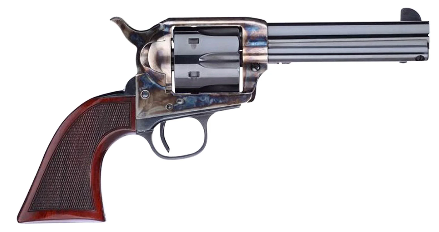 Taylors & Company 556204DE Short Stroke Smoke Wagon 357 Mag 6rd 4.75" Blued Cylinder & Barrel Color Case Hardened Steel Frame Checkered Walnut Navy Size Grip (Taylor Tuned)
