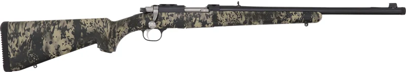 RUGER 77/357 357 MAGNUM - BLUE CAMO W/RINGS THREADED