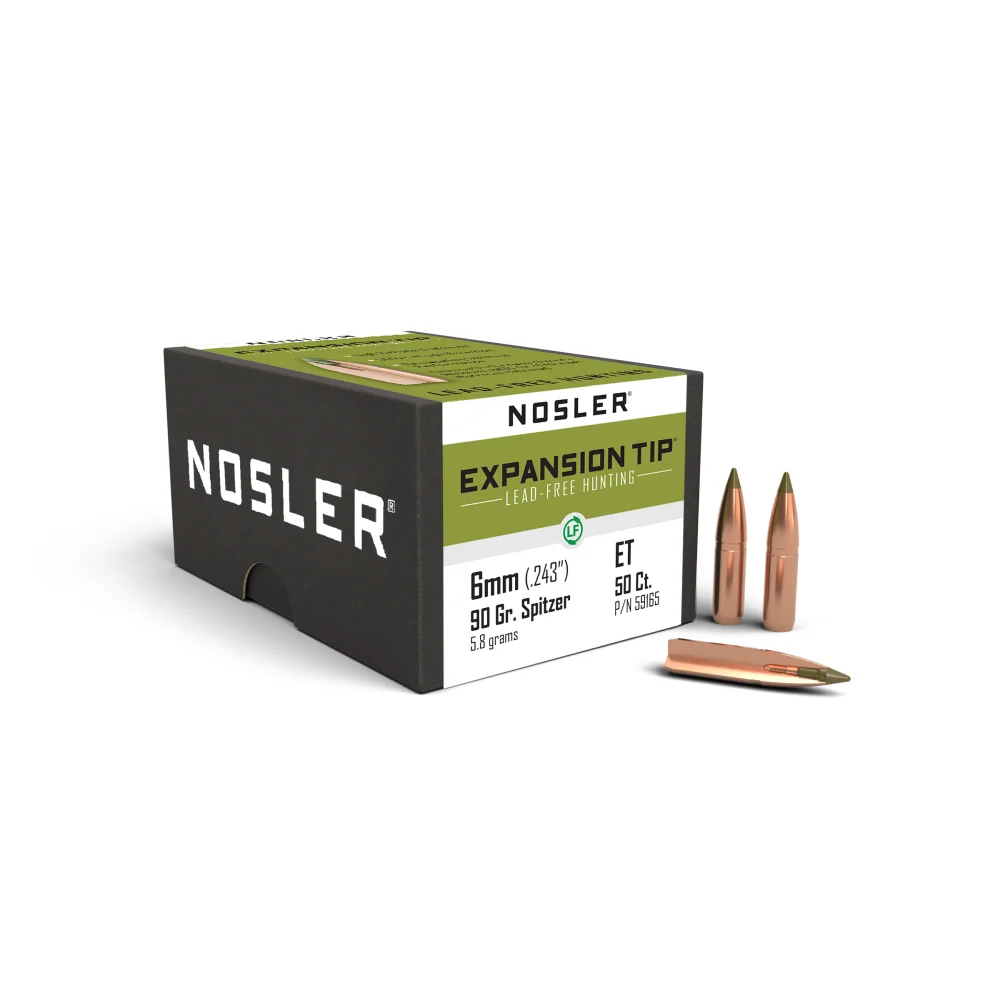 Nosler E-Tip Lead-Free Hunting Rifle Bullets .243/6mm .243″ 90 gr SPTZ E-TIP 50/ct