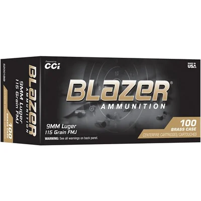 CCI Ammunition 9mm Luger 115gr FMJ Brass – 100rd